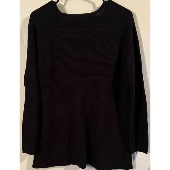 Design History Black Acrylic Womens Sweater L/G Ribbed Knit Crewneck Long Sleeve - Picture 2 of 4